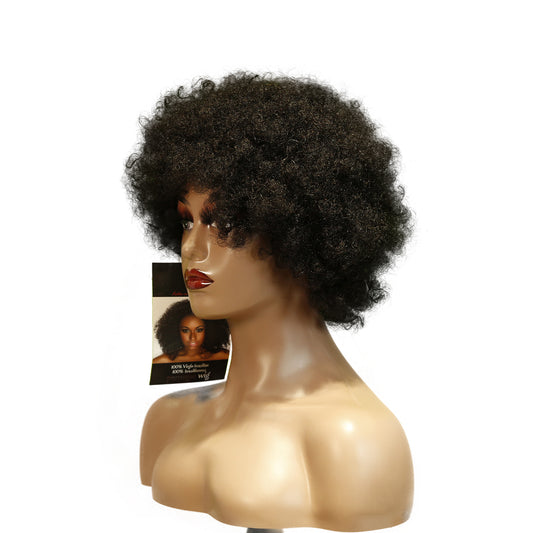 Machine-Made Remy Hair Wig – Natural Black – TC010
