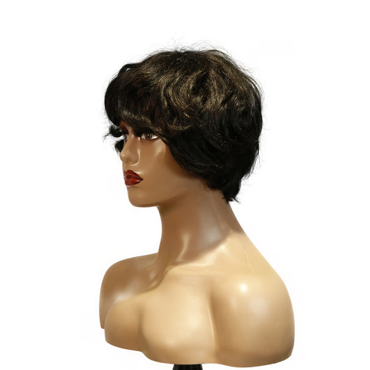 Machine-Made Remy Hair Wig – Natural Black – TC16