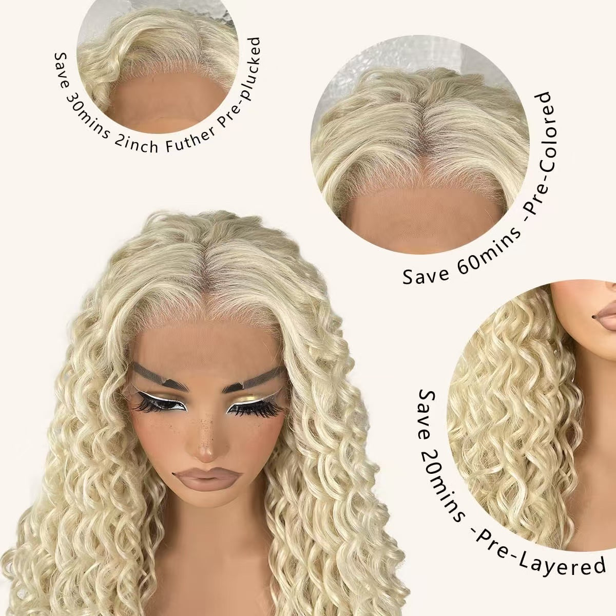 13×4 Lace Front Wig – Deep Wave – #613 Blonde