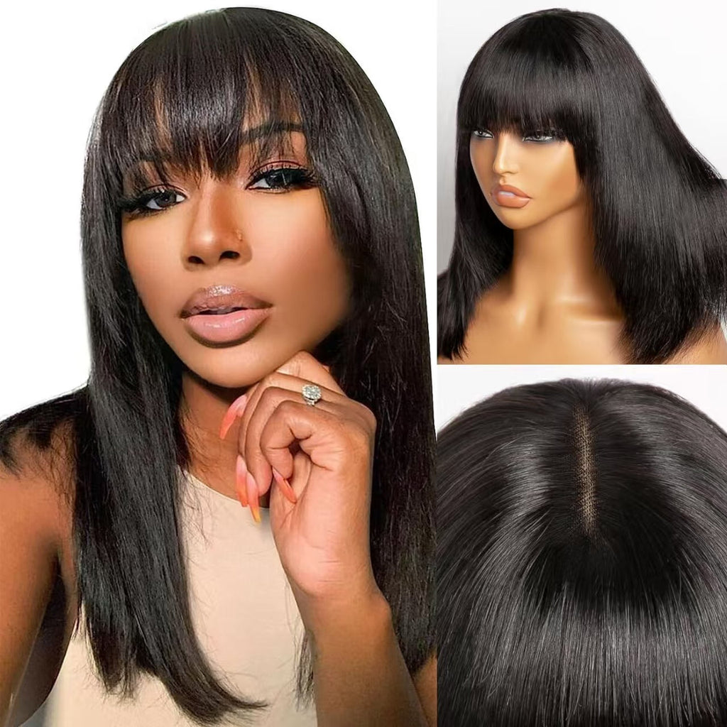 Benetress Straight Machine Bangs Wig Remy Hair