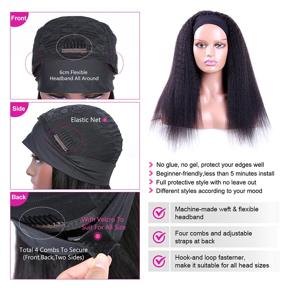 Benetress Yaki Straight Headband Wig Remy Hair