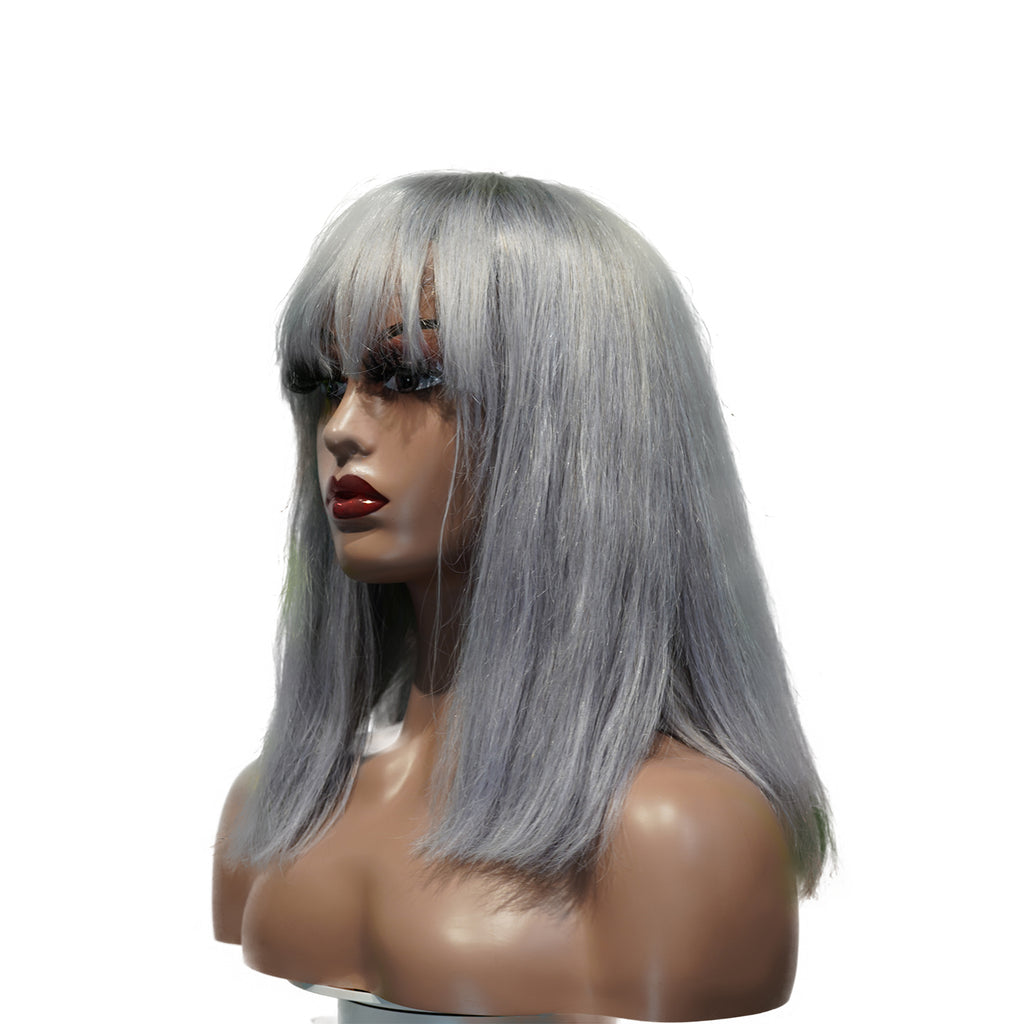 Machine-Made Wig – Remy – Grey (12")