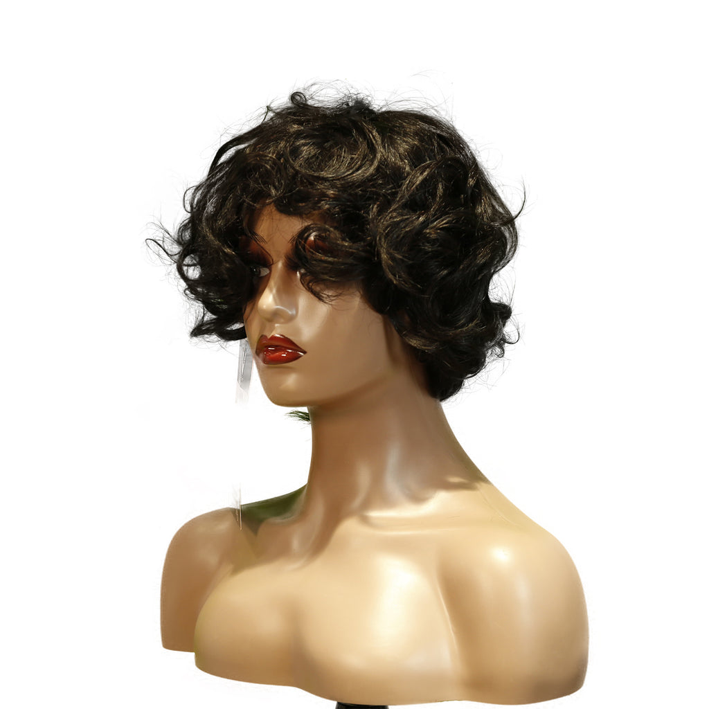 Machine-Made Remy Hair Wig – Natural Black – TC068