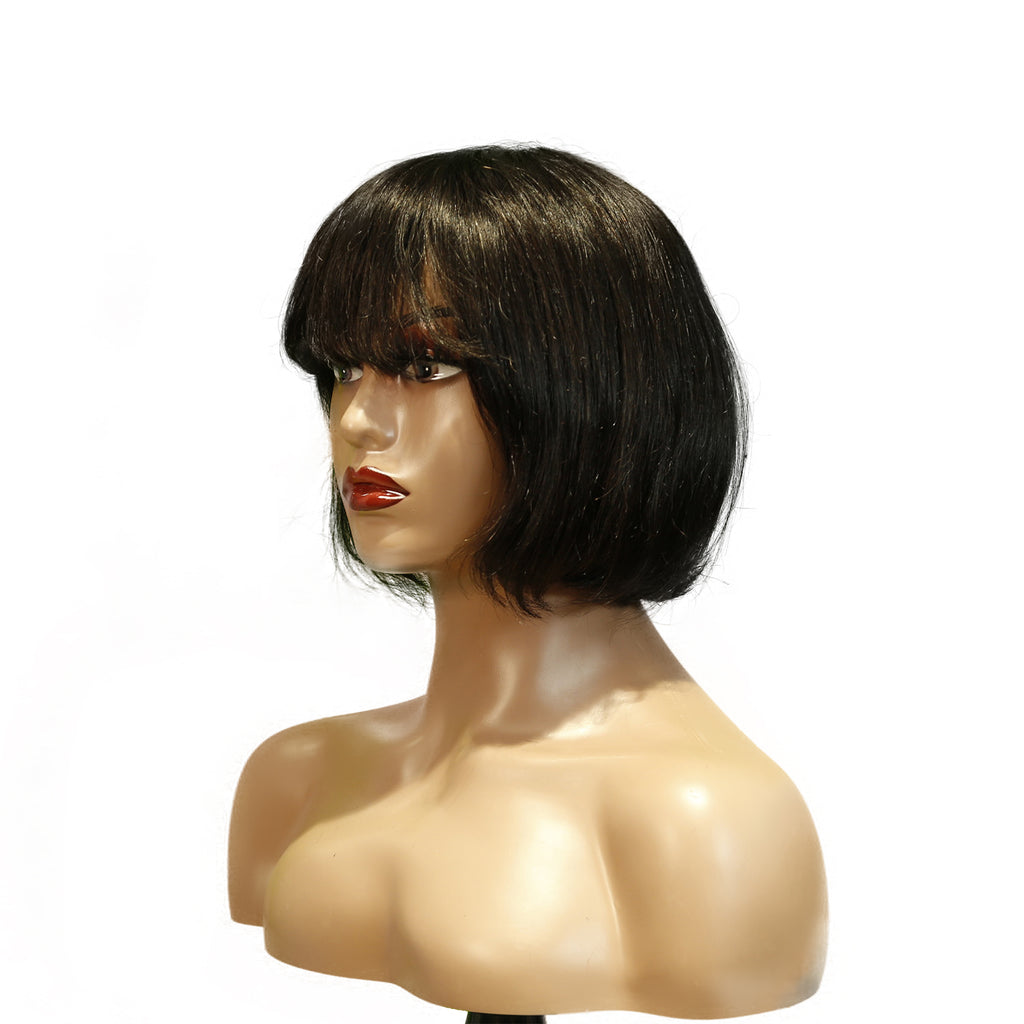 Machine-Made Remy Hair Wig – Natural Black – TC027