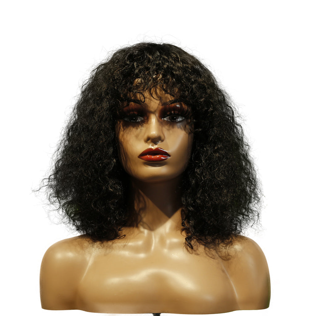 Machine-Made Remy Hair Wig – Natural Black – TC047