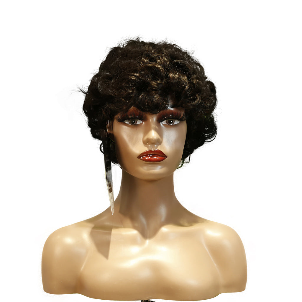 Machine-Made Remy Hair Wig – Natural Black – TC064
