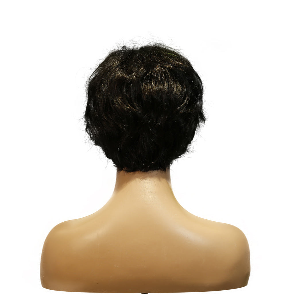 Machine-Made Remy Hair Wig – Natural Black – TC16