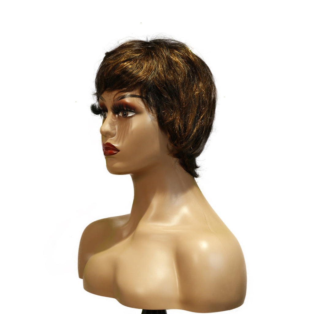 Machine-Made Remy Hair Wig – Natural Black – TC066