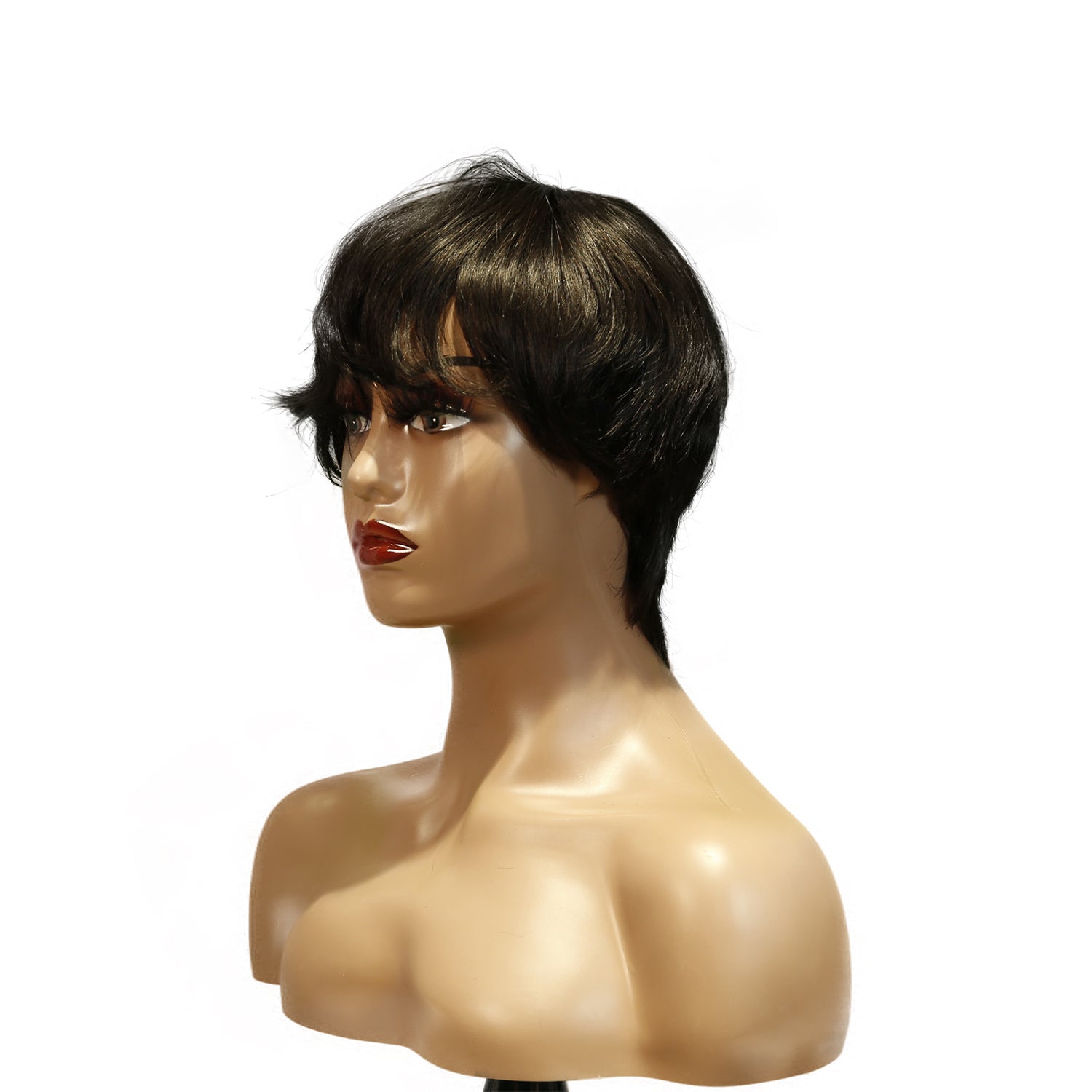 Machine-Made Remy Hair Wig – Natural Black – H081