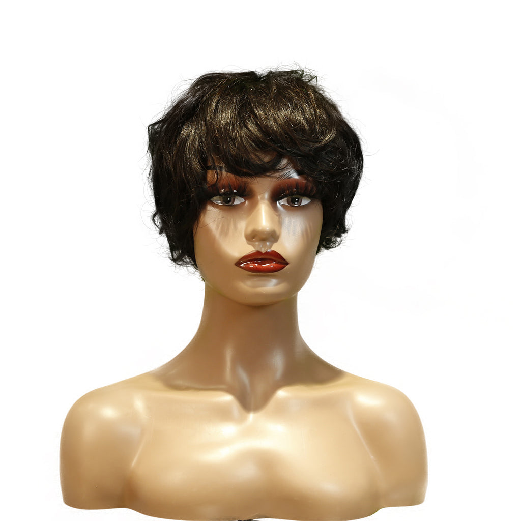 Machine-Made Remy Hair Wig – Natural Black – TC041