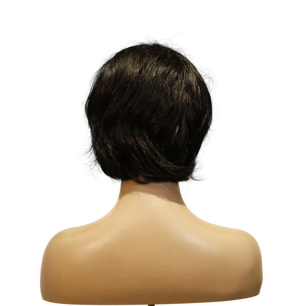 Machine-Made Remy Hair Wig – Natural Black – TC063