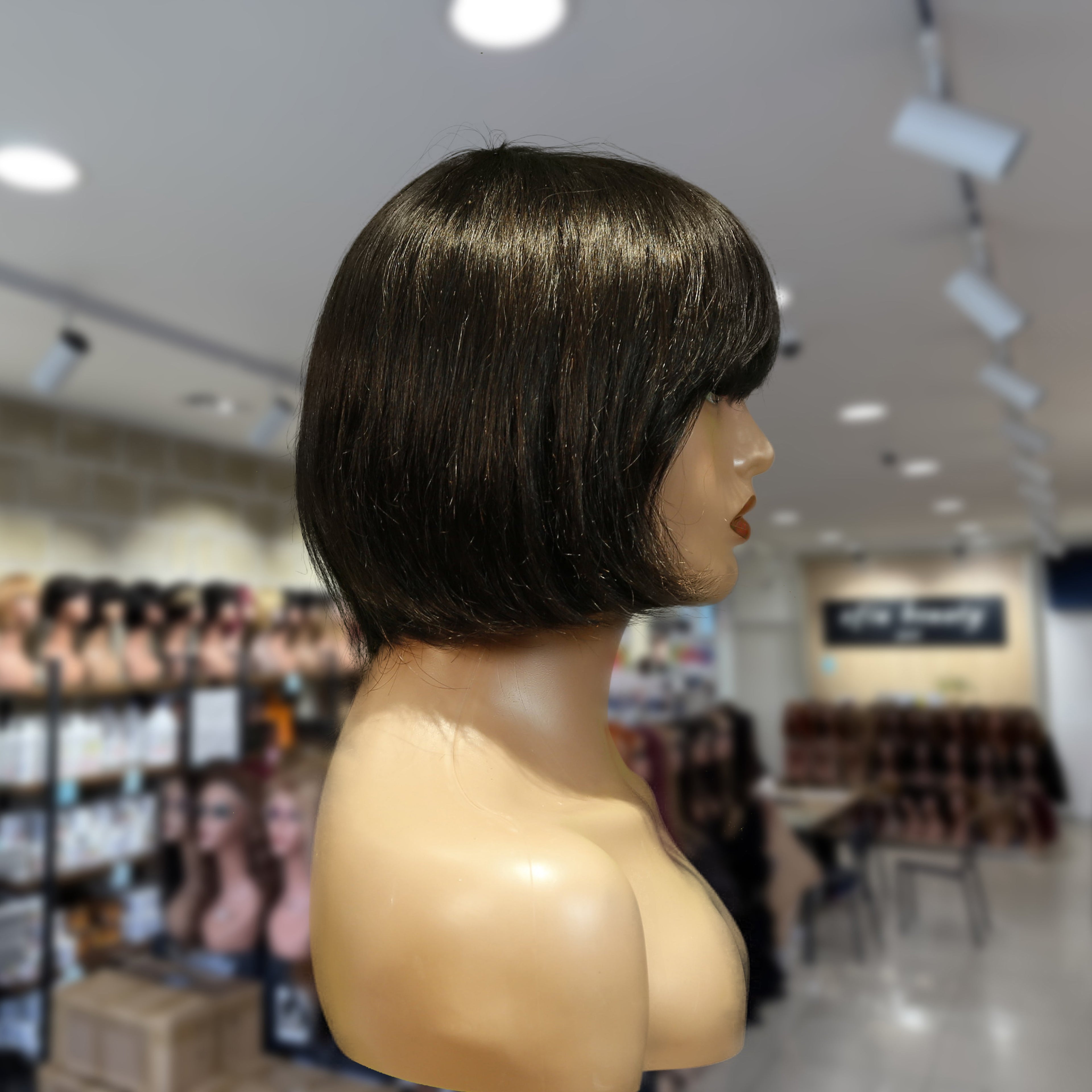 Benetress Machine-Made Black Wig Remy Hair H009