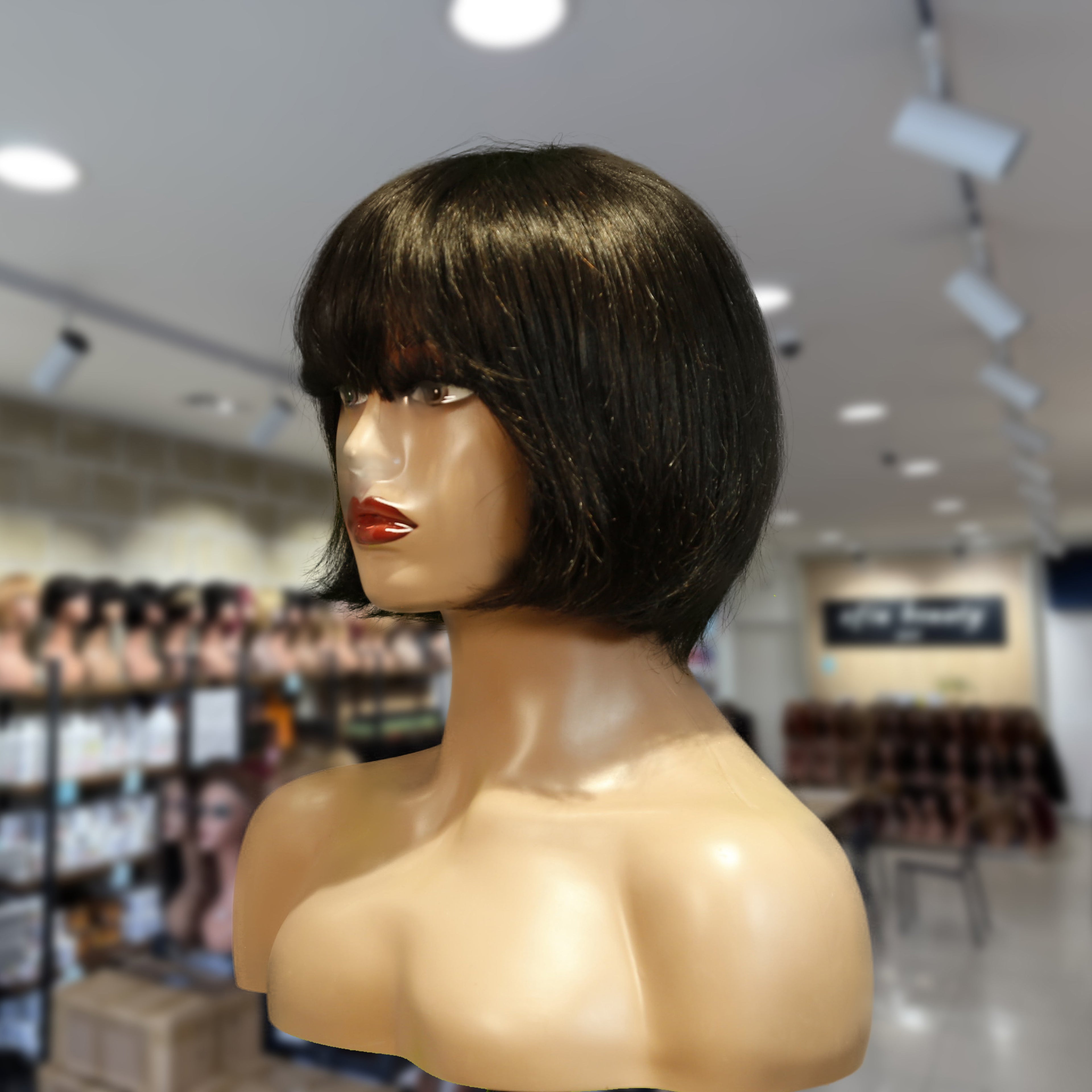 Benetress Machine-Made Black Wig Remy Hair H009