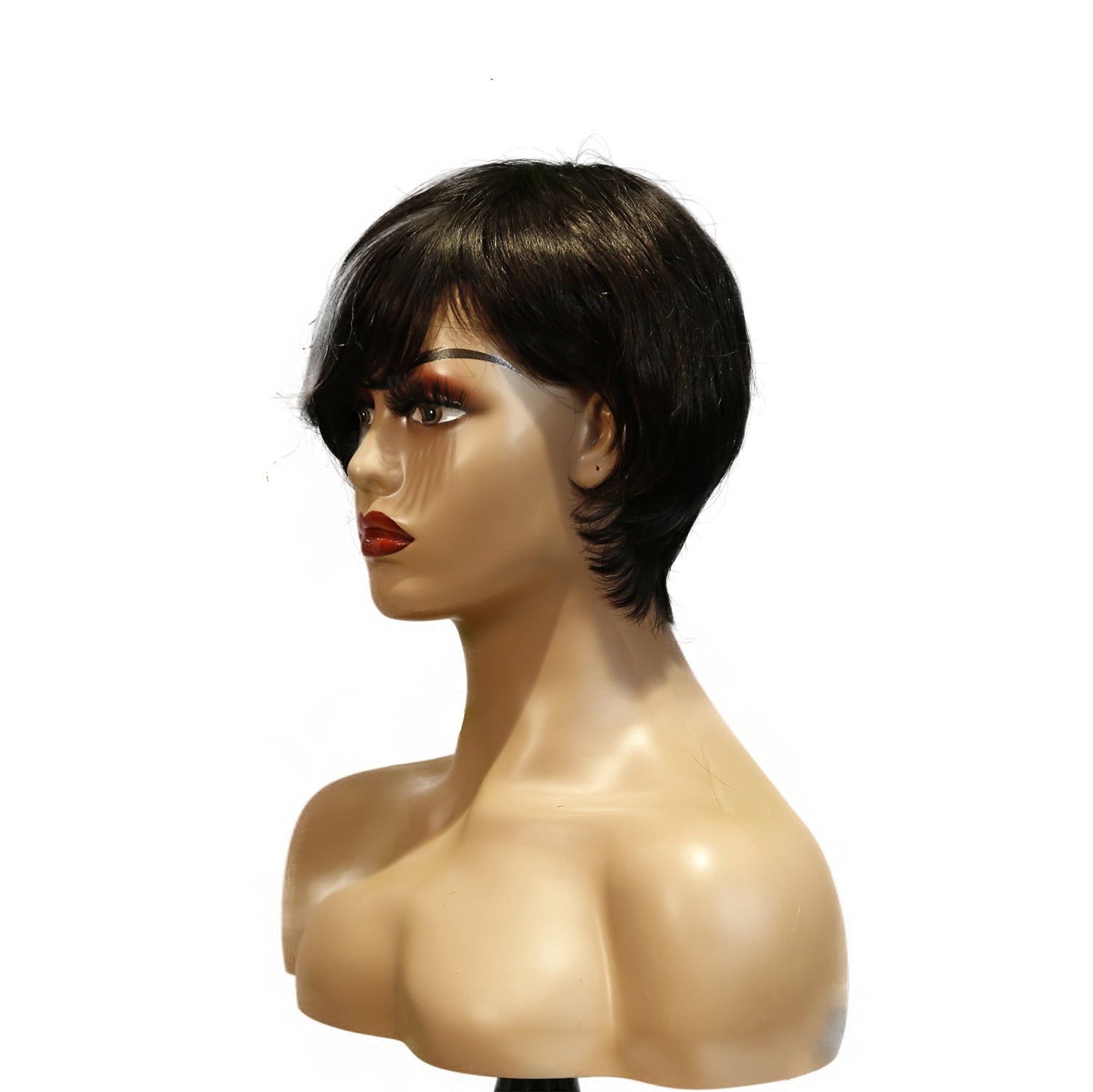 Machine-Made Remy Hair Wig – Natural Black – H016