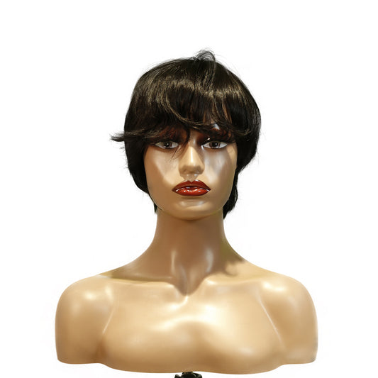 Machine-Made Remy Hair Wig – Natural Black – H081