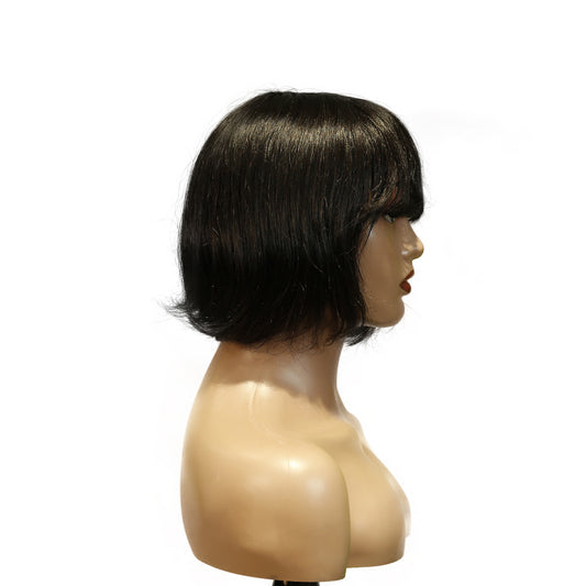 Machine-Made Remy Hair Wig – Natural Black – TC027