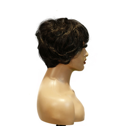 Machine-Made Remy Hair Wig – Natural Black – TC041
