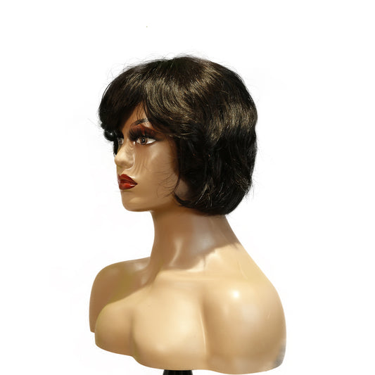 Machine-Made Remy Hair Wig – Natural Black – TC063
