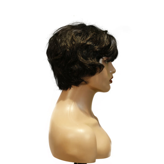 Machine-Made Remy Hair Wig – Natural Black – TC16