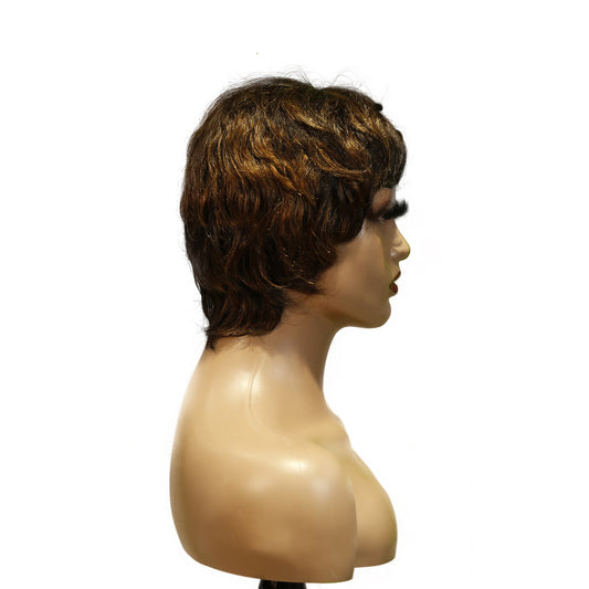 Machine-Made Remy Hair Wig – Natural Black – TC066