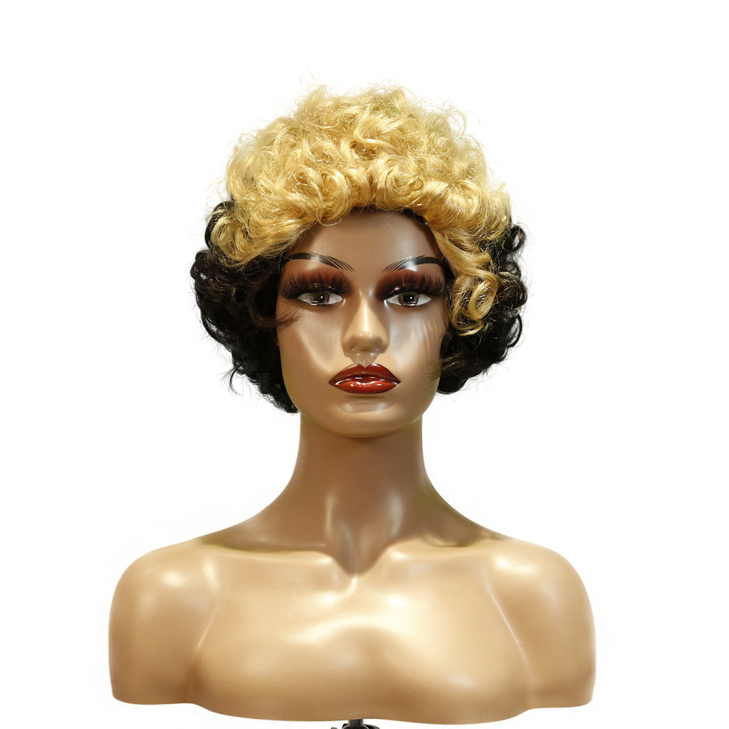 Machine-Made Remy Hair Wig – Natural Black – TC004