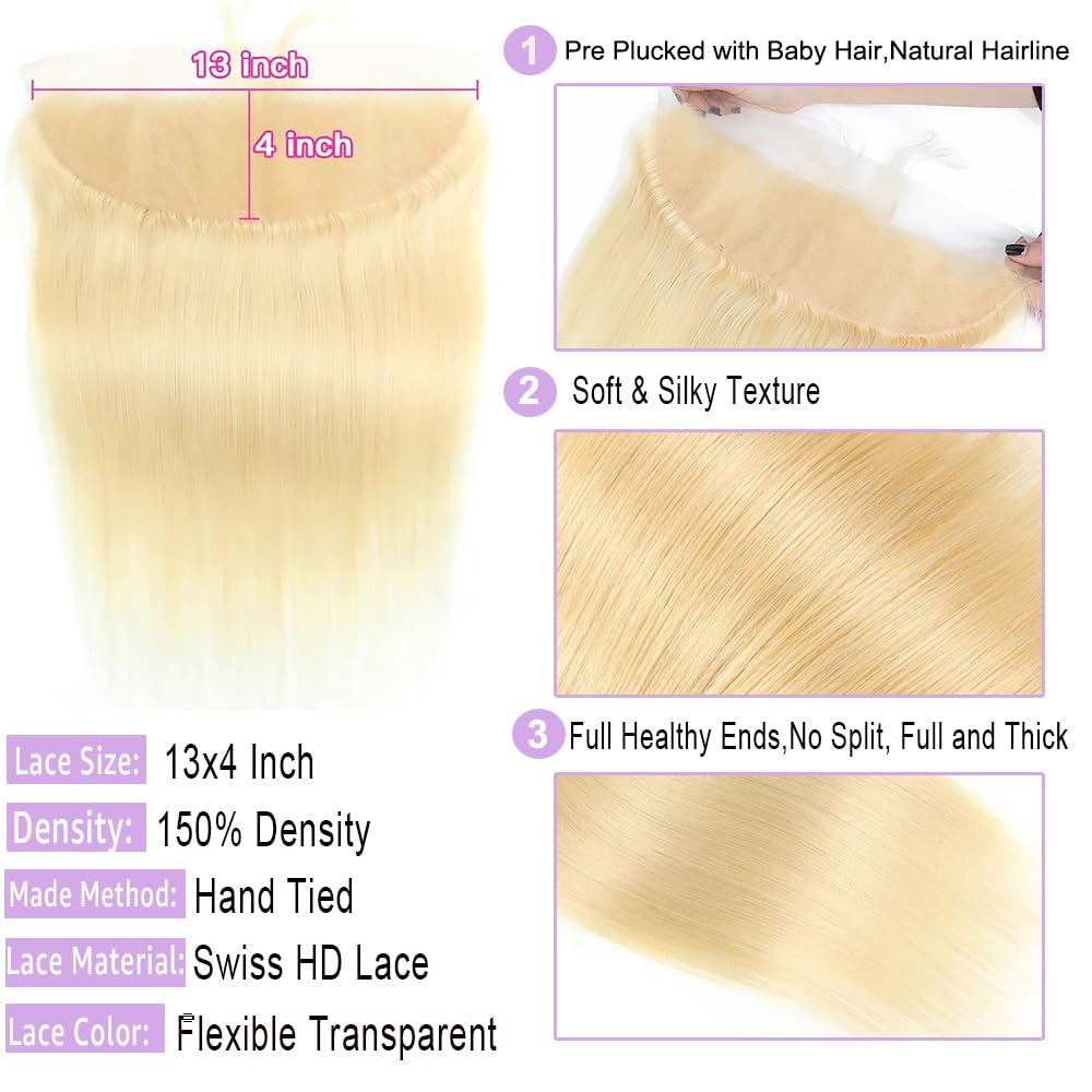 Benetress Remy Hair 13x4 Straight Frontal #613