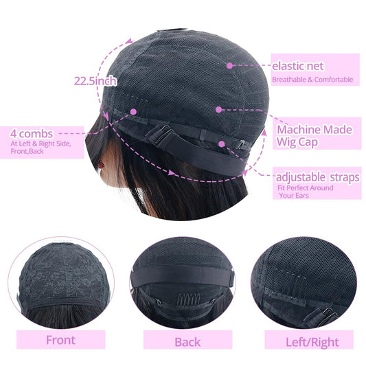 Machine-Made Remy Hair Wig – Natural Black – TC068