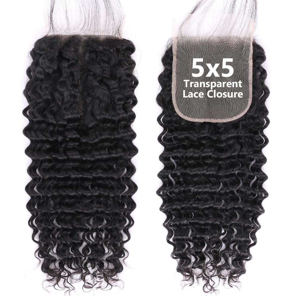 Benetress Remy Hair 5x5 Deep Wave Closure
