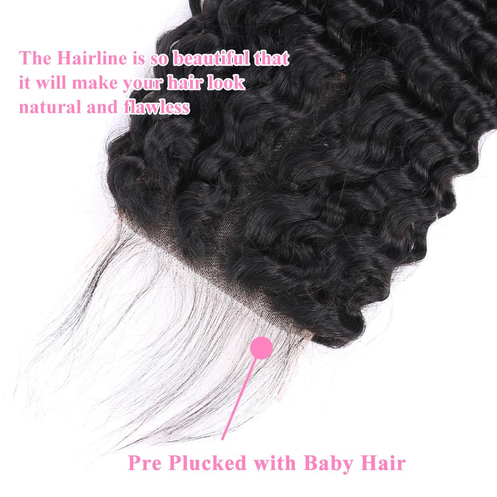 Benetress Remy Hair 5x5 Deep Wave Closure