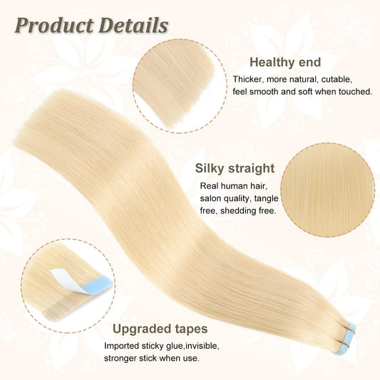 Benetress Asian Raw Hair #613 Straight Tape In Hair Extensions