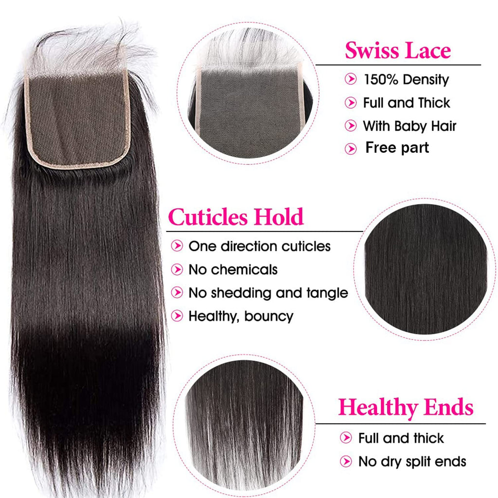 Benetress Remy Hair 5x5 Straight Closure