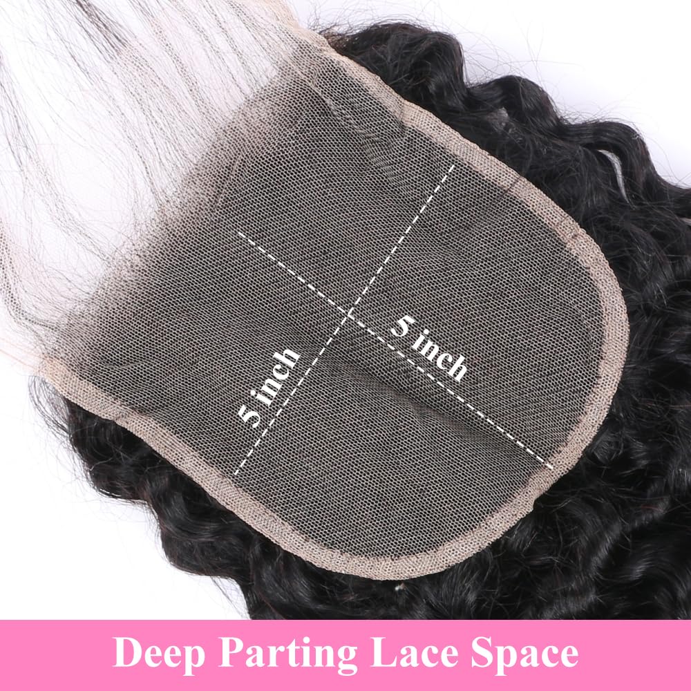 Benetress Remy Hair 5x5 Deep Wave Closure