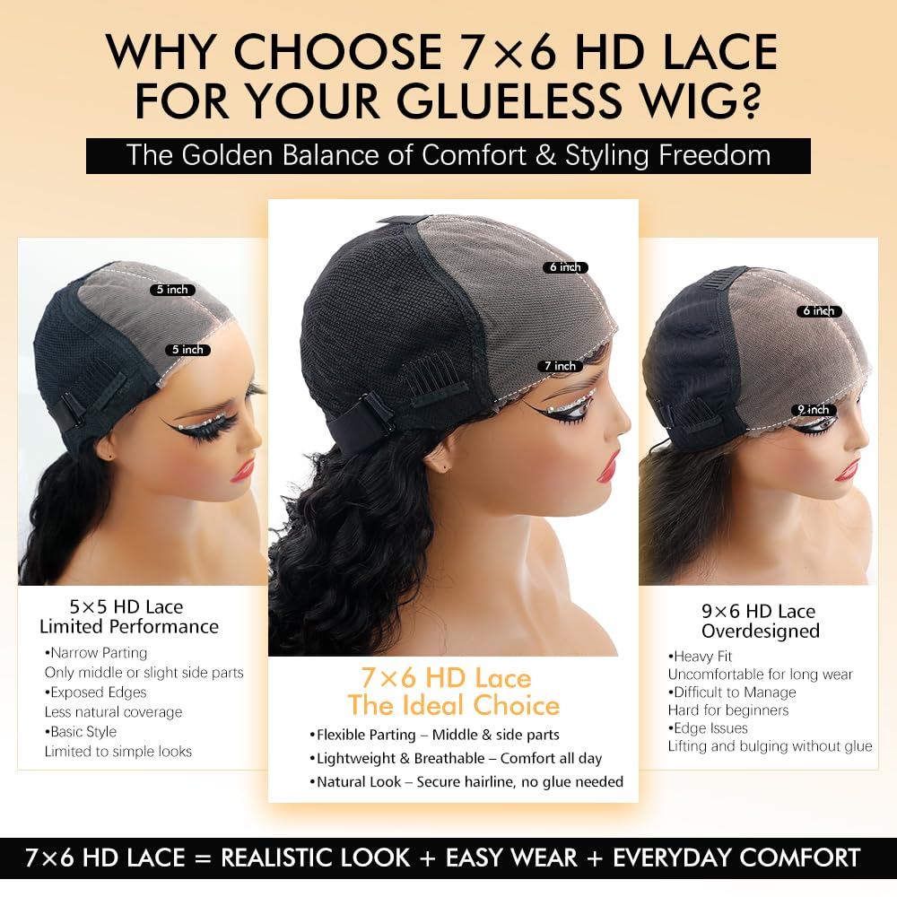 Benetress Natural Black Remy Hair 6x7 Lace Closure Yaki Straight Human Hair Wig