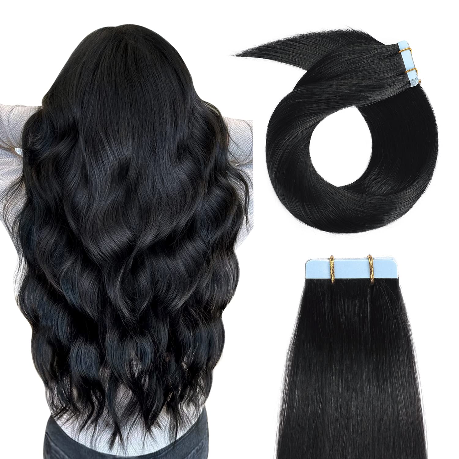 Benetress Asian Raw Hair #1 Straight Tape In Hair Extensions