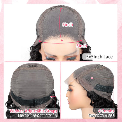 Benetress Natural Black Remy Hair 5x5 Lace Closure Straight Human Hair Wig