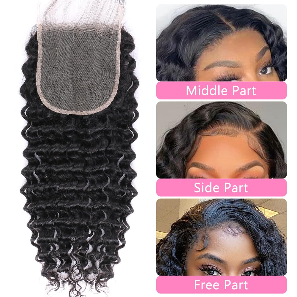 Benetress Remy Hair 5x5 Deep Wave Closure