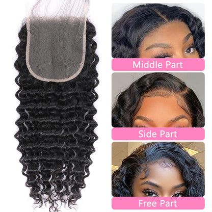 Benetress Remy Hair 5x5 Deep Wave Closure
