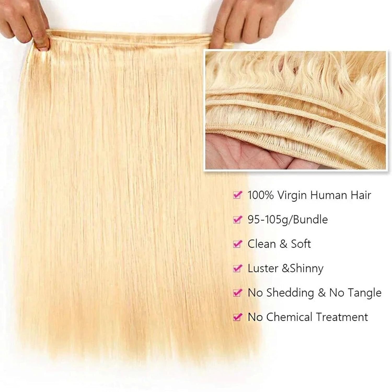 Asian Raw Hair Bundles – Straight – #613 Blonde