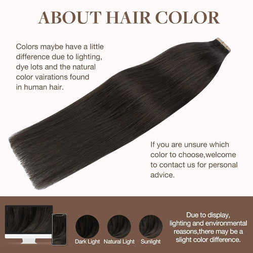Benetress Asian Raw Hair #1c Straight Tape In Hair Extensions