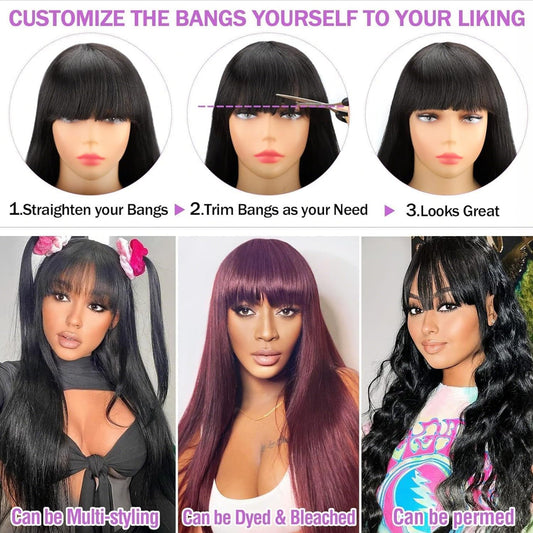 4×4 Closure Wig with Bangs – Straight