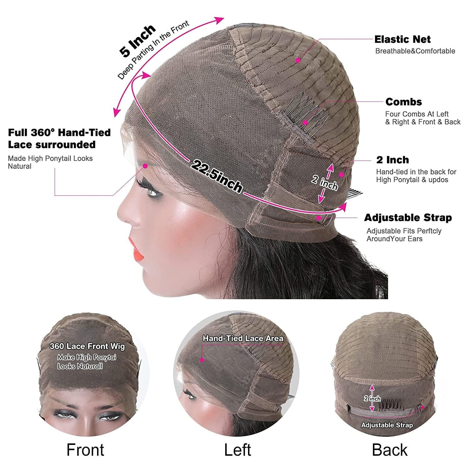 Benetress 360 Straight Lace Front Wig Remy Hair