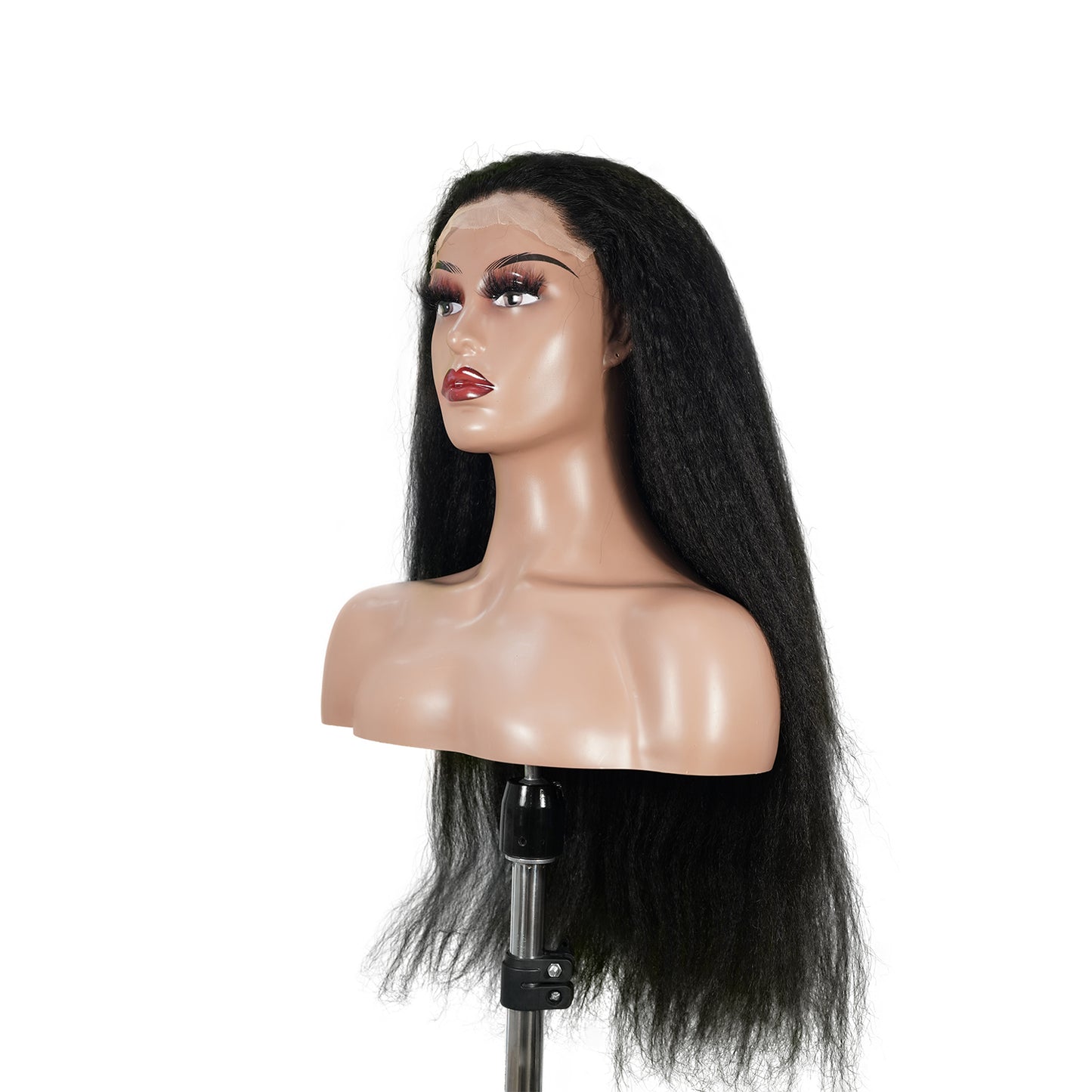 Benetress Natural Black Remy Hair 6x7 Lace Closure Yaki Straight Human Hair Wig