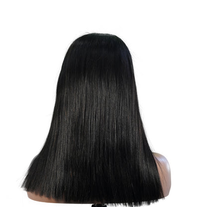 Benetress Natural Black Remy Hair 5x5 Lace Closure Straight Bob Human Hair Wig
