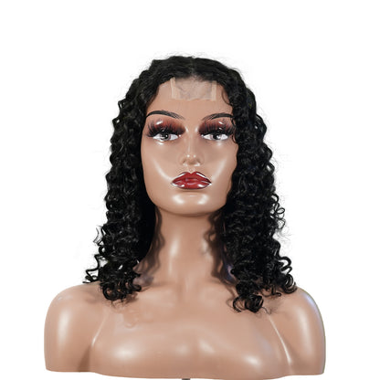 Benetress Natural Black Remy Hair 2x6 Lace Closure Deep Wave Bob Human Hair Wig