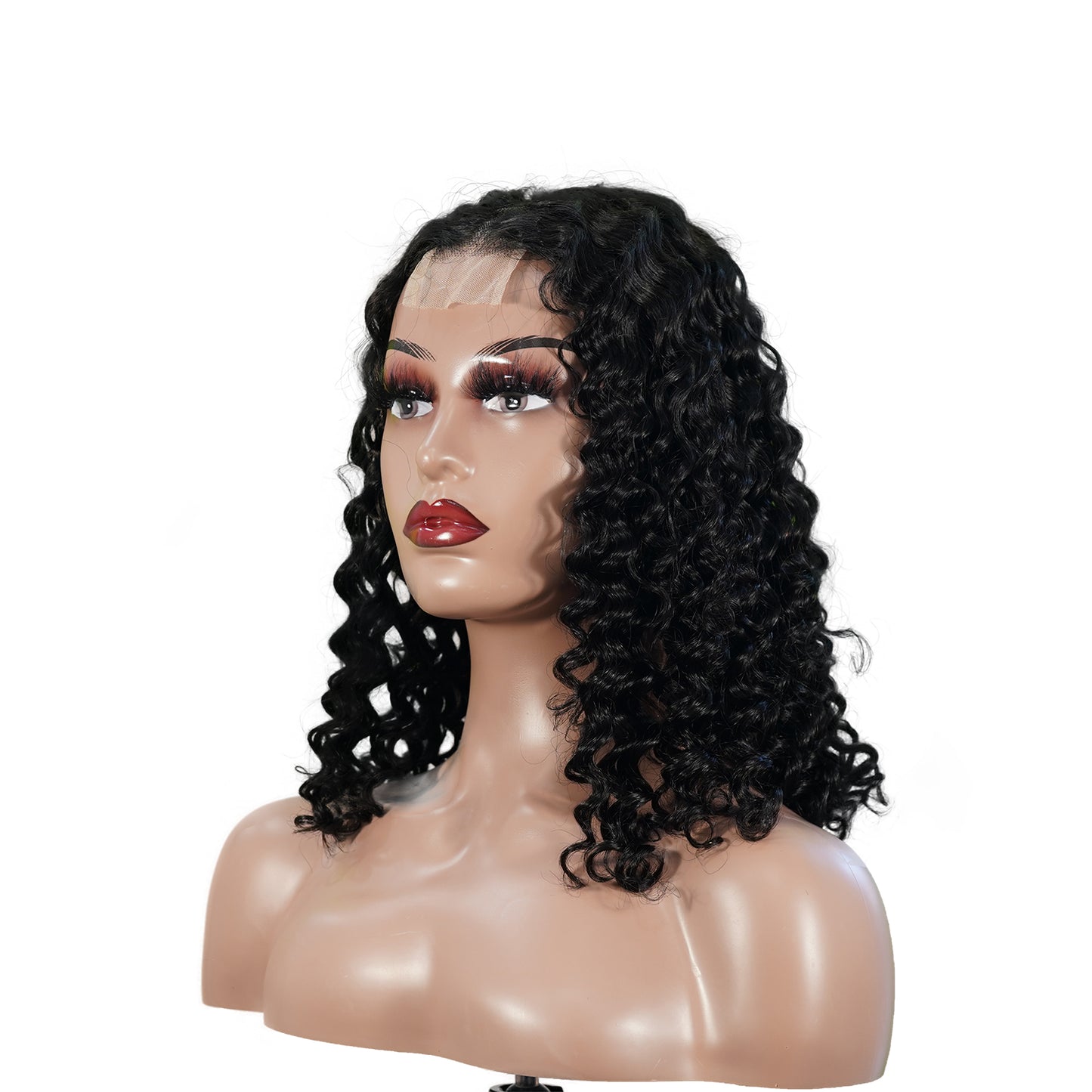 Benetress Natural Black Remy Hair 2x6 Lace Closure Deep Wave Bob Human Hair Wig