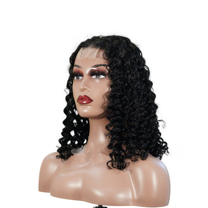 Benetress Natural Black Remy Hair 2x6 Lace Closure Deep Wave Bob Human Hair Wig
