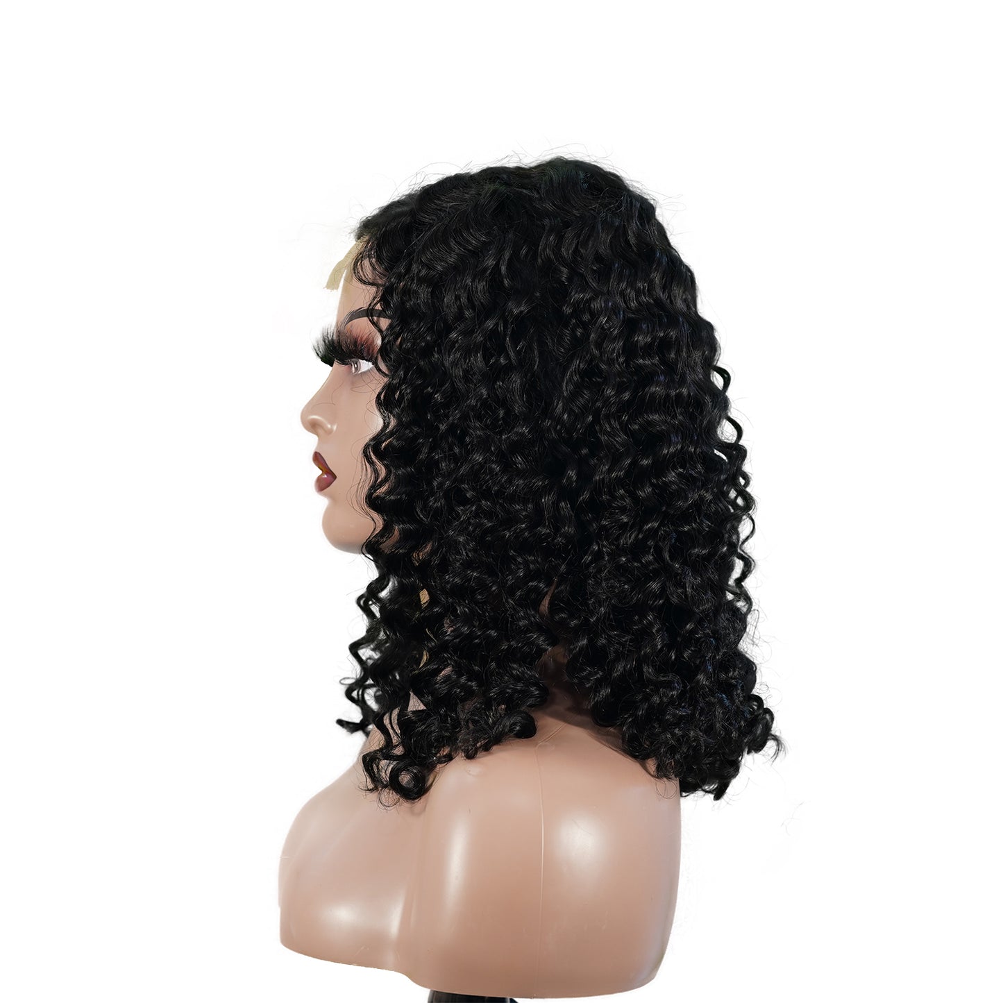 Benetress Natural Black Remy Hair 2x6 Lace Closure Deep Wave Bob Human Hair Wig