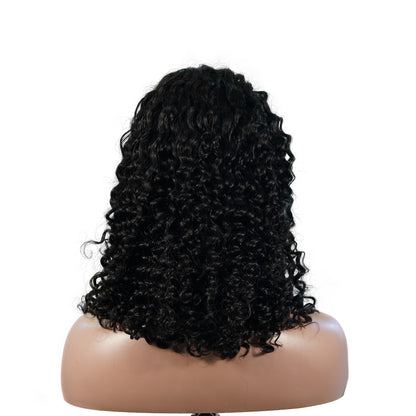 Benetress Natural Black Remy Hair 2x6 Lace Closure Deep Wave Bob Human Hair Wig