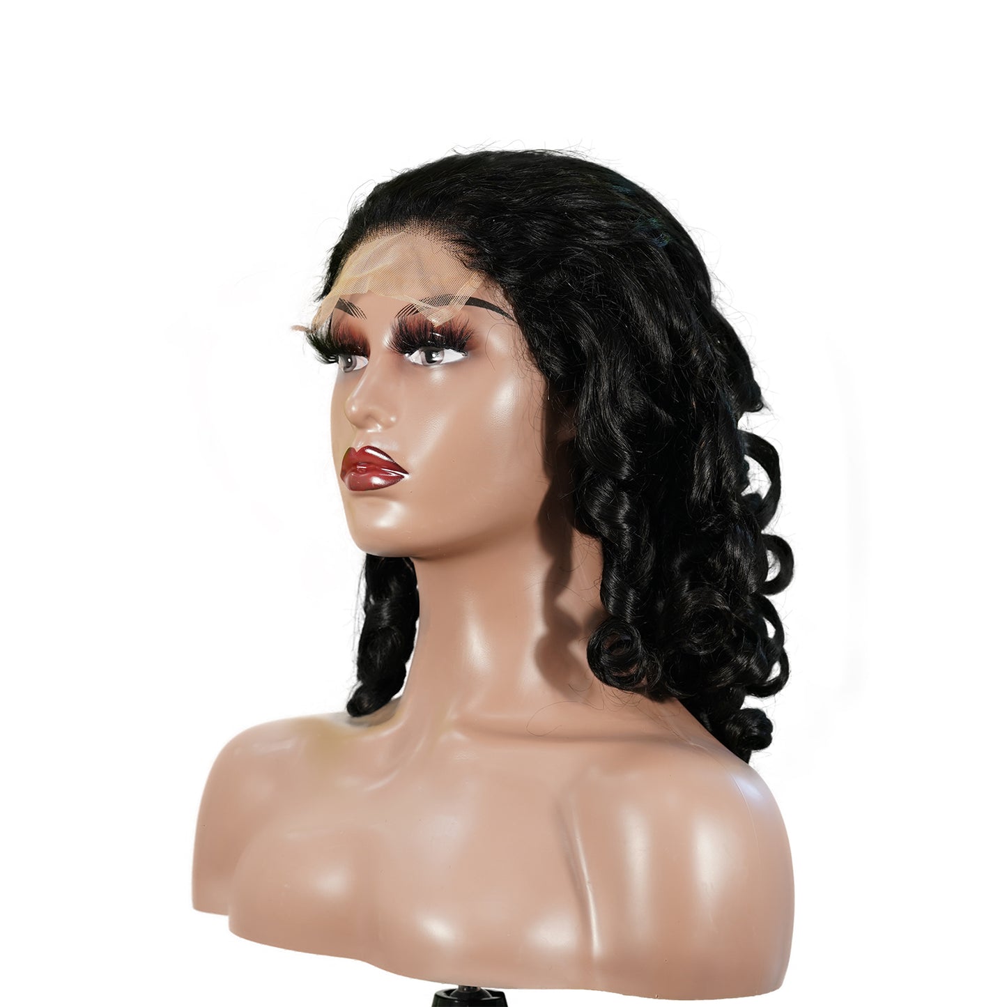 Benetress Natural Black Remy Hair 5x5 Lace Closure Bouncy Curls Human Hair Wig