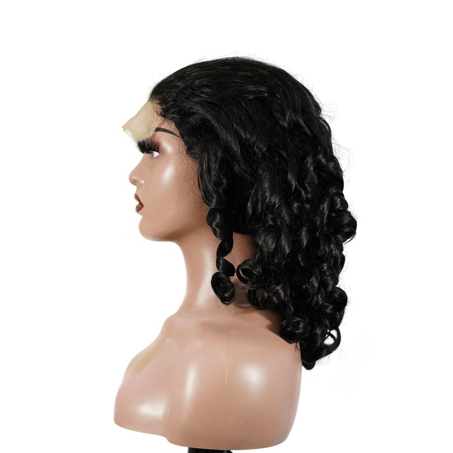 Benetress Natural Black Remy Hair 5x5 Lace Closure Bouncy Curls Human Hair Wig